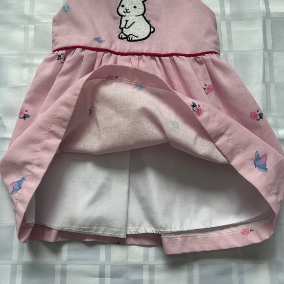 Rose Lightweight Pink Fit and Flare Butterfly Print Dress with Bunny Decal - Picture 7 of 12